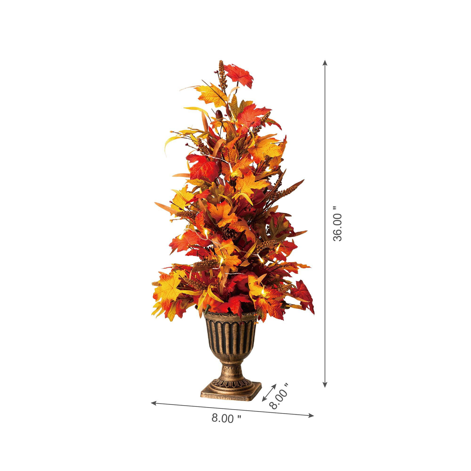 Glitzhome® 3ft. Fall Lighted Maple Leaves Tree in Urn with Timer